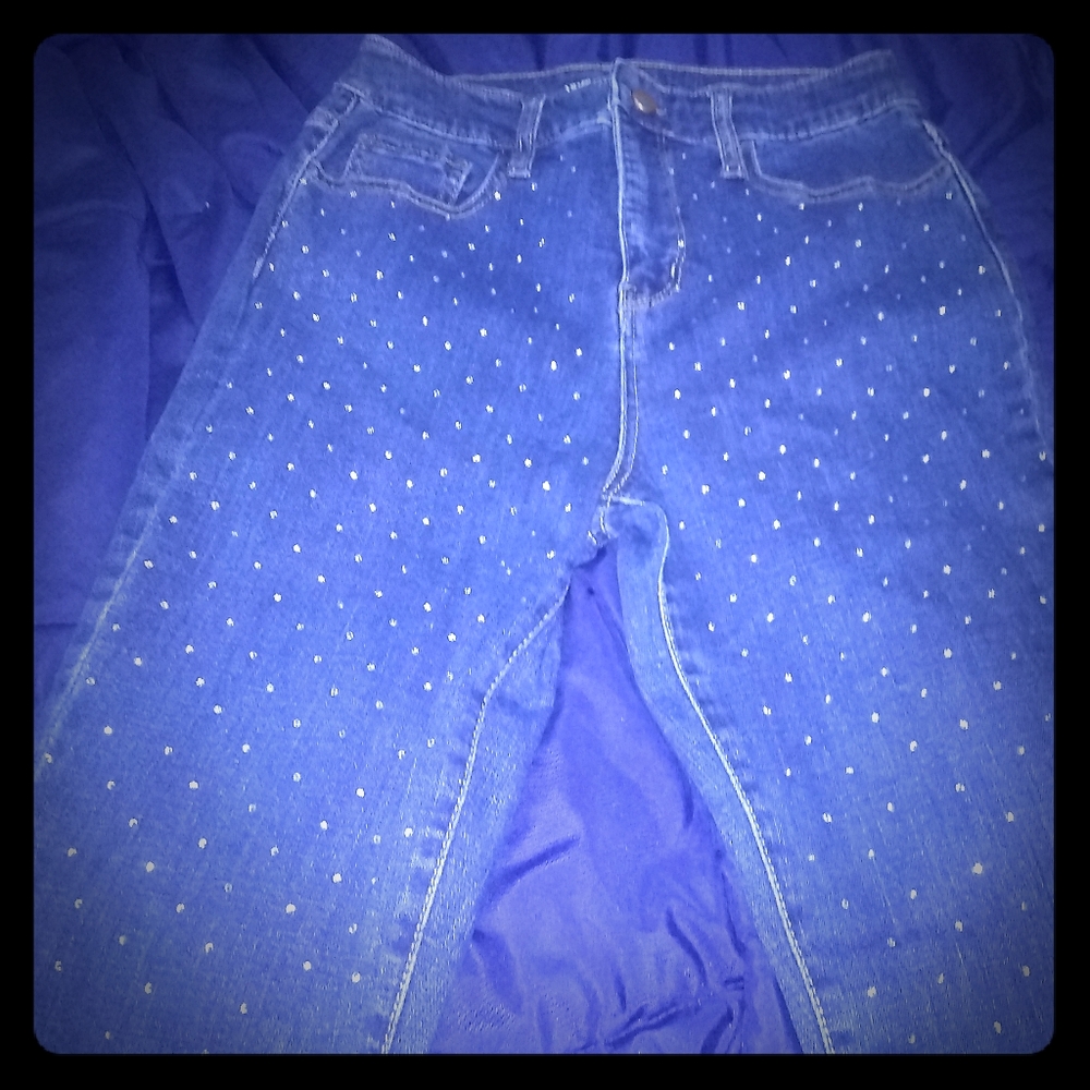 Rhinestone Jeans High Rise